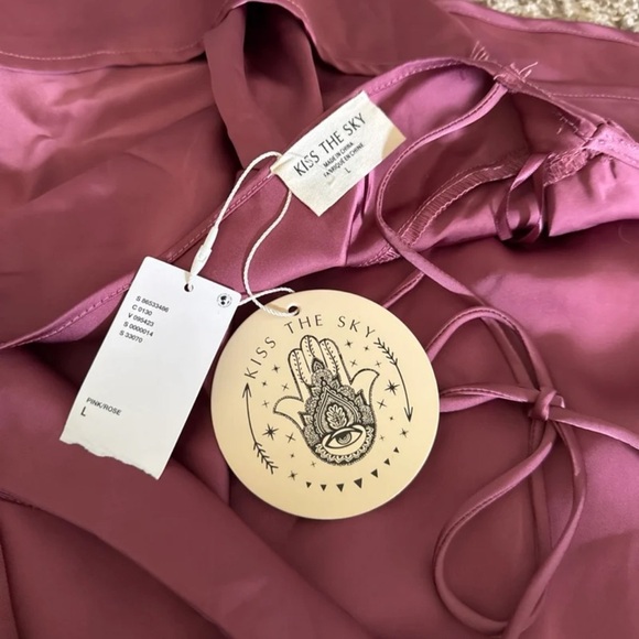 NWT Urban Outfitters Kiss The Sky Satin Long Sleeve Mini Dress 
Size Large - Picture 11 of 12